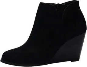 Ankle Boots for Women Fashion V Cut Split Shaft Shoes Side Zipper Stacked Wedge Chunky Heel Comfortable Short Boots