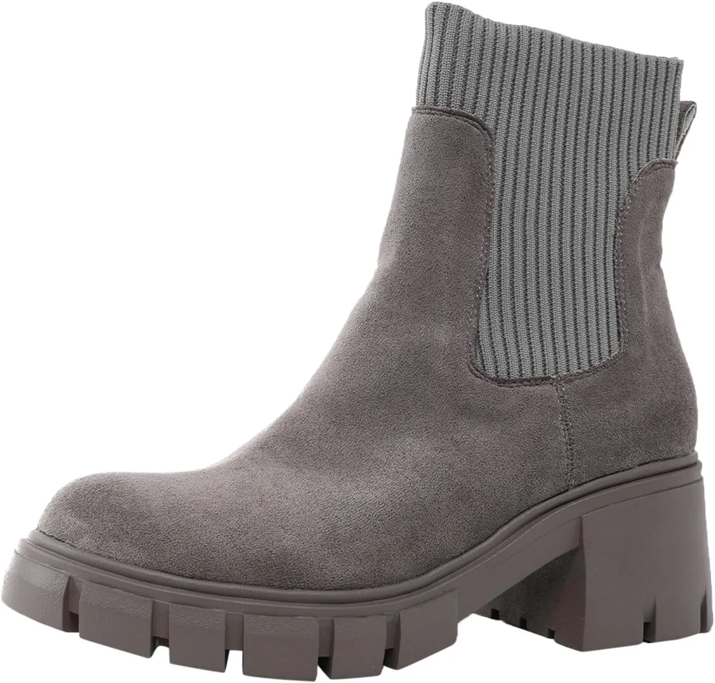 Ankle Boots for Women, Women's Elastic Chunky Block Heel Chelsea Boots Platform Sole Non-Slip Combat Ankle Booties
