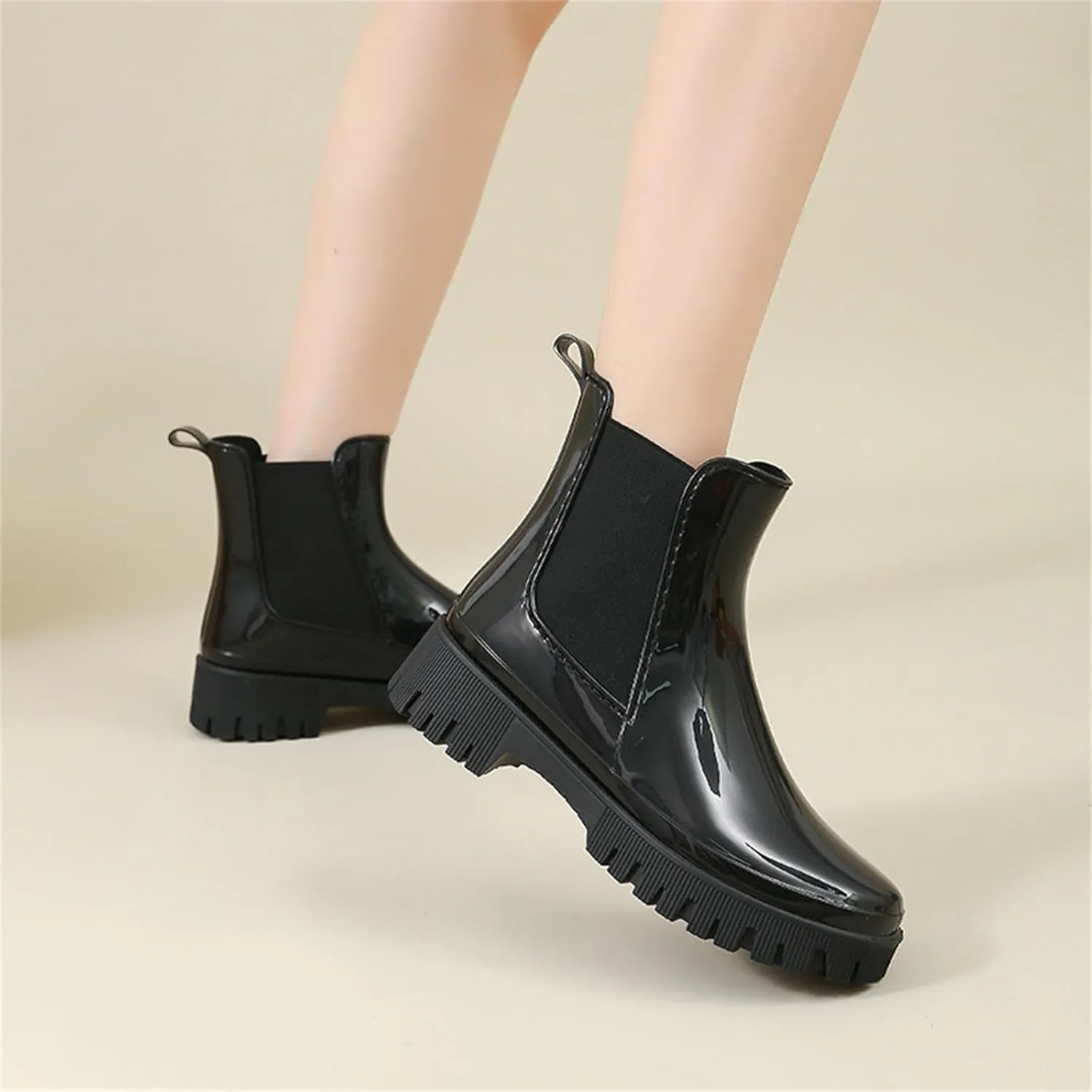 Cathalem Ankle Rain Boots for Women Waterproof Chelsea Rain Boots Rubber Boots Short Boots Anti Slip Lightweight Work Booties