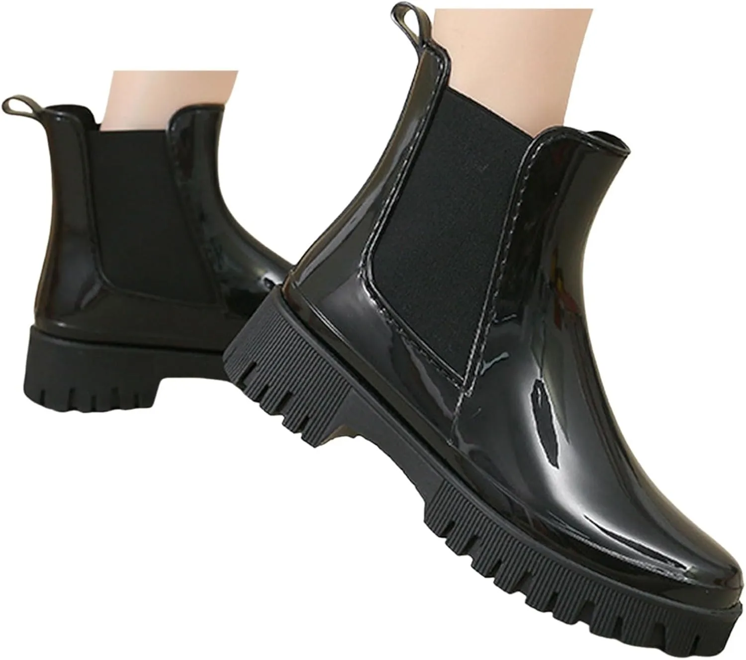 Cathalem Ankle Rain Boots for Women Waterproof Chelsea Rain Boots Rubber Boots Short Boots Anti Slip Lightweight Work Booties