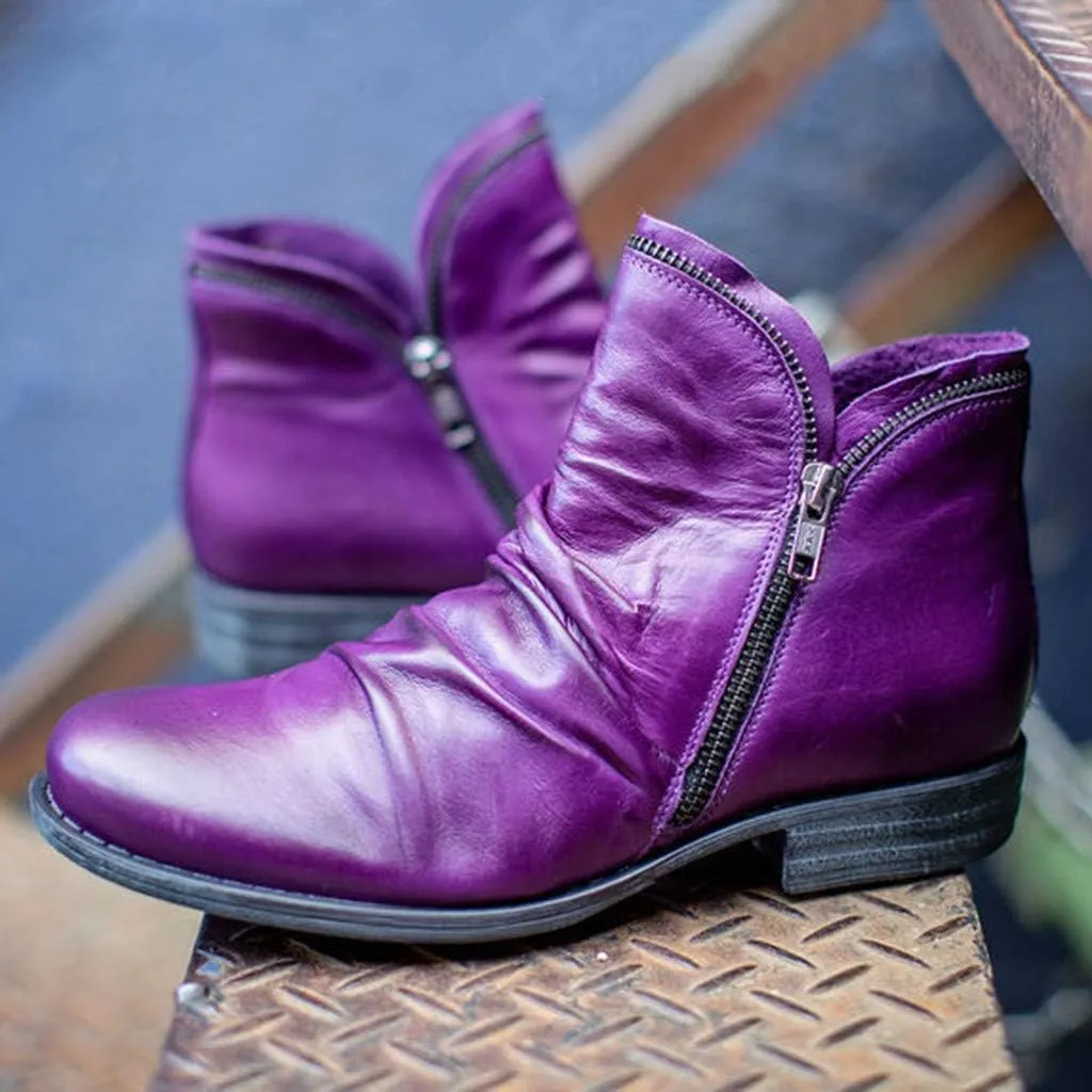 Eduavar Cowboy Boots for Women Cowboy Style, Womens Cowboy Boots Ankle Boots Leather Square Low Heel Western Boots Shoes