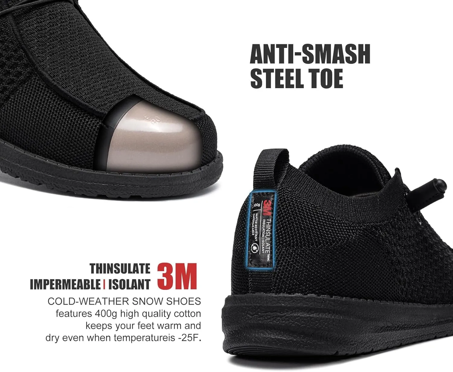 LARNMERN Steel Toe Slip On Work Shoes Mens Safety Sneakers Walking Shoe Lightweight Steel Toe Loafers