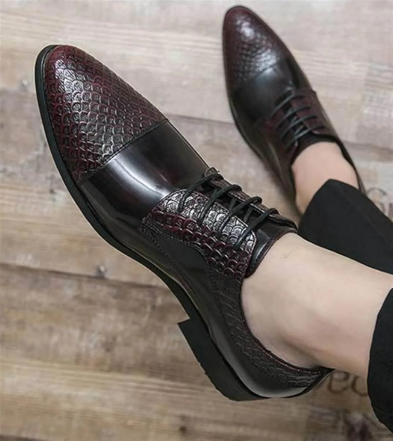 Men's Fashion Oxford Shoes Retro Cap Toe Breathable Comfort Leather Derby Shoes Lace Up Business Casual Shoes for Men