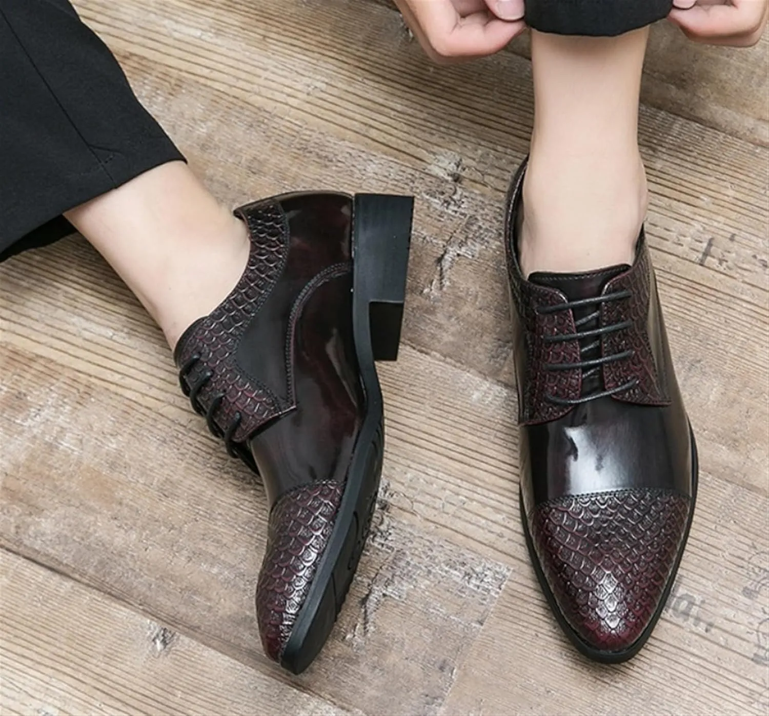 Men's Fashion Oxford Shoes Retro Cap Toe Breathable Comfort Leather Derby Shoes Lace Up Business Casual Shoes for Men