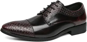 Men's Fashion Oxford Shoes Retro Cap Toe Breathable Comfort Leather Derby Shoes Lace Up Business Casual Shoes for Men
