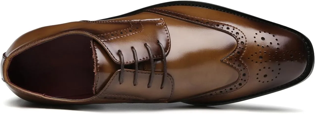 Men's Oxfords Formal Dress Leather Wedding Dress Tuxedo Brogues Derby Fashion Casual Shoes for Men