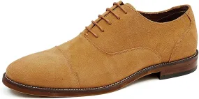 Santimon Men's Handmade Suede Leather Cap Toe Oxfords Fashion Dress Formal Derby Shoes