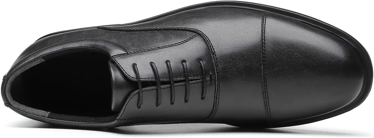 Santimon Men's Microfiber Leather Cap Toe Oxfords Shoes Fashion Dress Formal Business Derby Shoes
