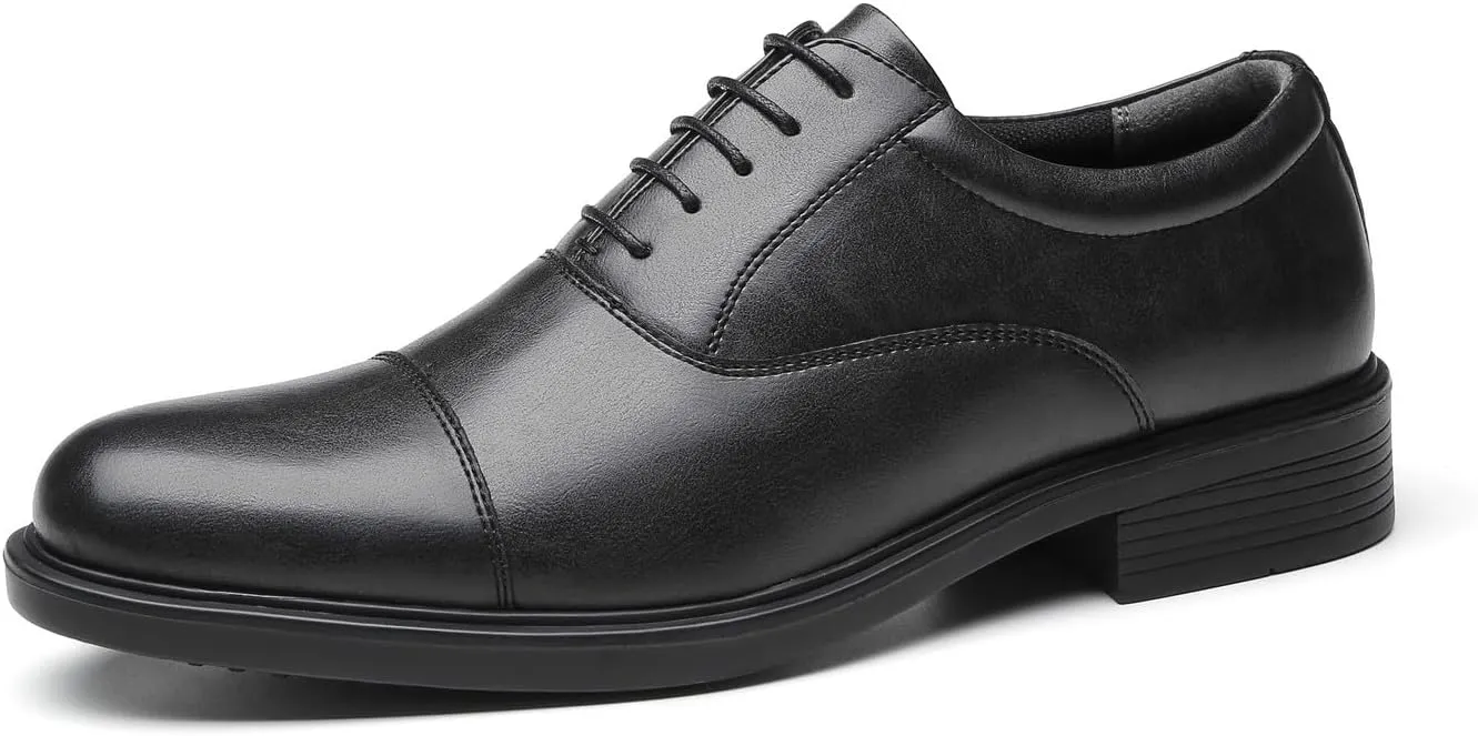 Santimon Men's Microfiber Leather Cap Toe Oxfords Shoes Fashion Dress Formal Business Derby Shoes