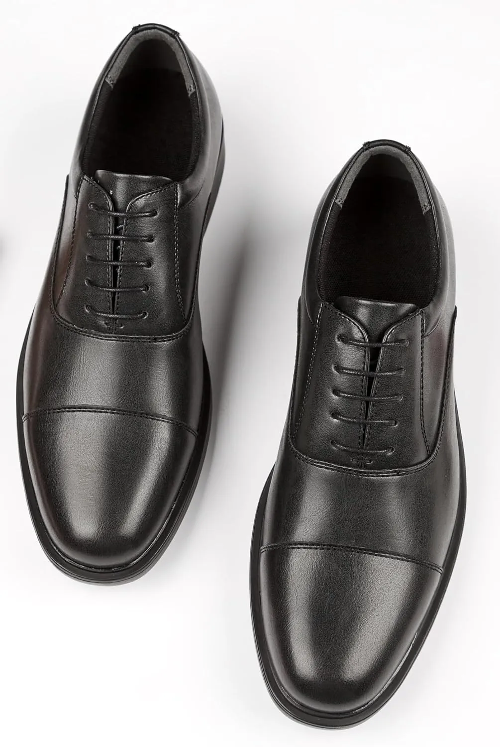 Santimon Men's Microfiber Leather Cap Toe Oxfords Shoes Fashion Dress Formal Business Derby Shoes