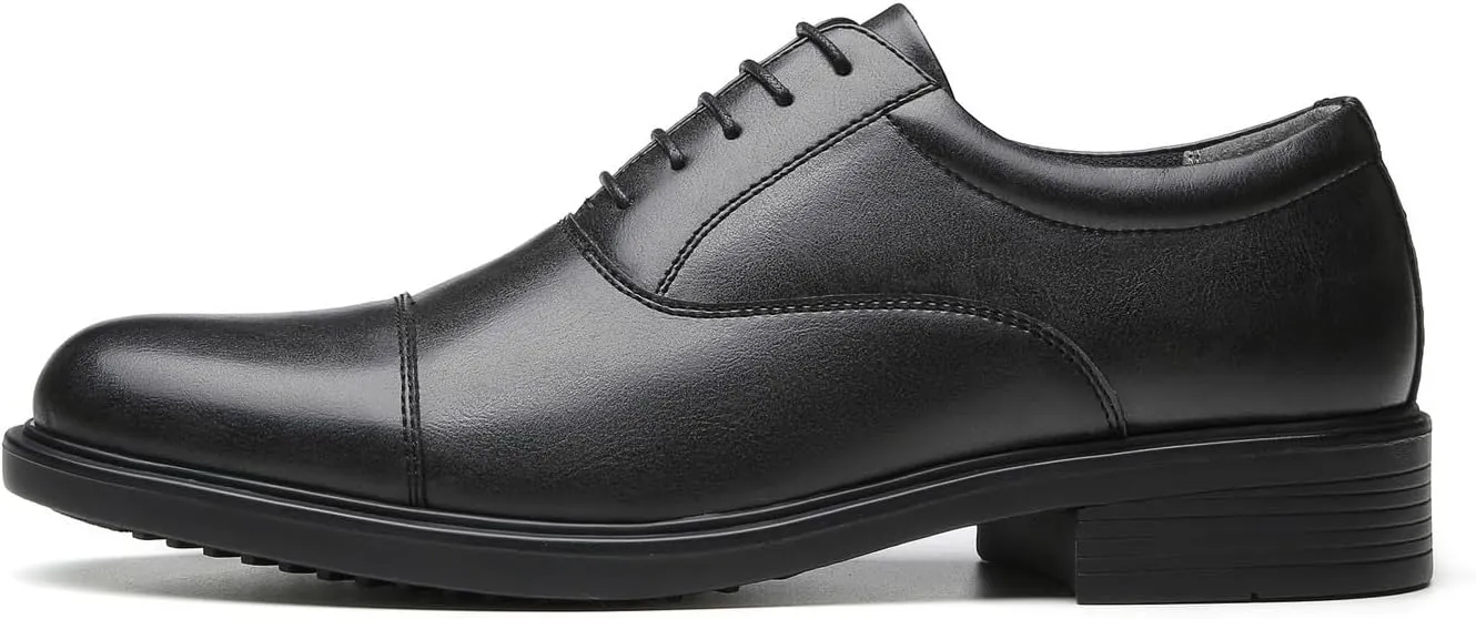 Santimon Men's Microfiber Leather Cap Toe Oxfords Shoes Fashion Dress Formal Business Derby Shoes