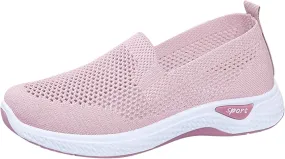 Womens Flat Slip On Sneakers Casual Walking Shoes Lightweight Canvas Comfortable Elastic Non Slip Loafers