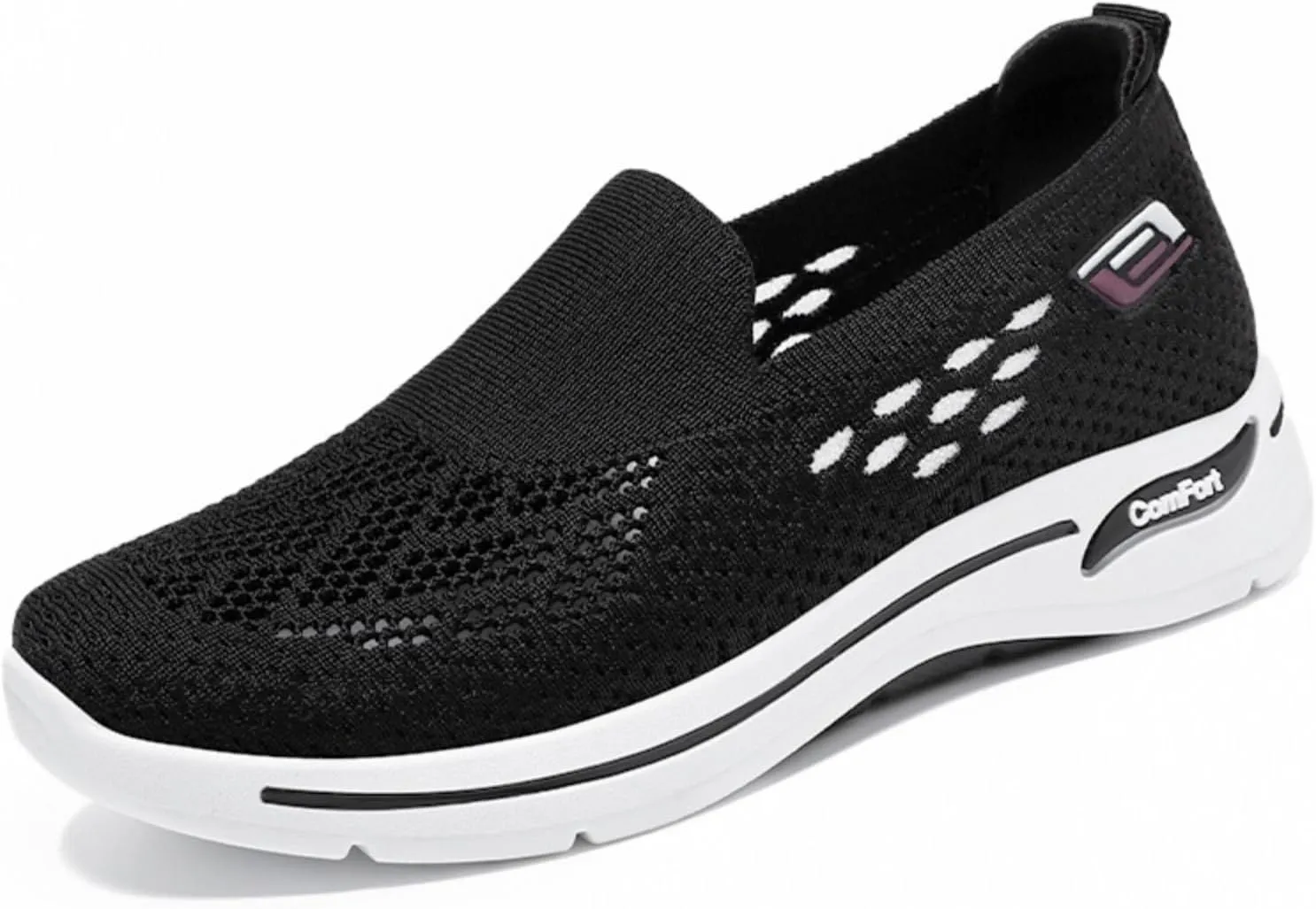 Womens Summer Shoes Woven Orthopedic Breathable Soft Sole Shoes Anti-Skid Sports Shoe Slip On Diabetic Foam Sneakers Mesh Up Sneaker for Arch Support